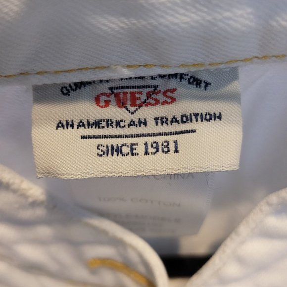 Guess White Jean Jacket Button Up Breast Pockets - Picture 4 of 5